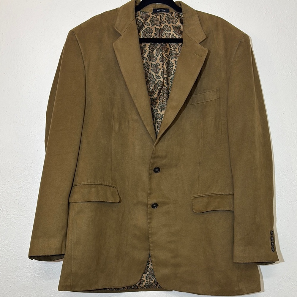 Lauren Ralph Lauren brown blazer two button micro suede preppy sport coat 44L